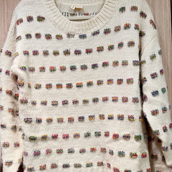 Anthropologie Silver Tinsel Multicolor Yarn Oversized Pullover Sweater 🎄 - Picture 2 of 6
